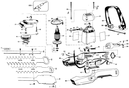 Default Diagram and Parts List for B8144 Type 1 Black and Decker Trimmer
